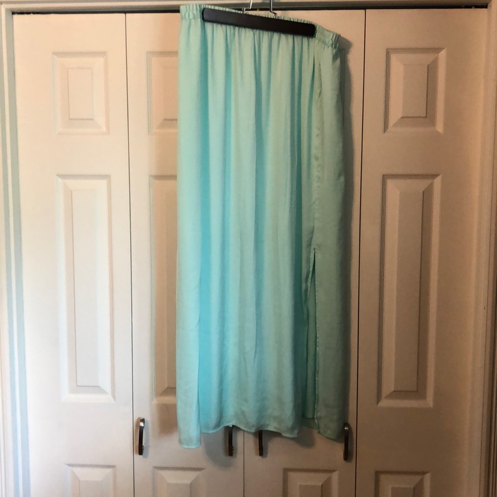 Light green blue long skirt